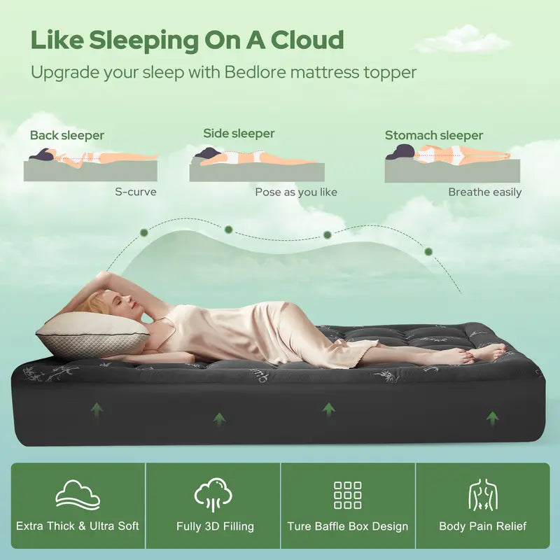 ✨ Thicken Bedding Fitted Sheet, Fluffy Pillow Top Pad,Cooling Comfortable Mattress Cover